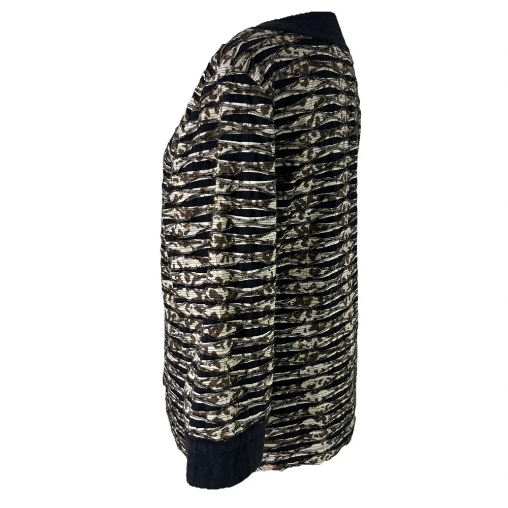 Chico's 100% Cotton Abstract Animal Print Quilted‎ Jacket Large Size 2